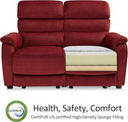 MCombo Wall Hugger Recliner Sofa with Drop Down Table, Power Reclining Sofa with Adjustable Headrest, USB A&C Charge Ports, Reading Lamp, Cup Holders, for Living Room, RVs (Fabric, ST258M3, Burgundy)