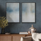 SIGNFORD Framed Canvas Print Wall Art Set Blue and Beige Abstract Modern Neutral Vertical Illustration Modern Art Decorative Nordic Nature for Living Room, Bedroom, Office - 16"x24"x2 Black