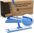 Microfiber Wholesale 24" Microfiber Mop System - Clean & Dust Hardwood, Laminate, & Tile Floors, Reusable Mop Heads, Adjustable Handle, Washable Micro Fiber Wet & Dry Pads, Industrial & Commercial