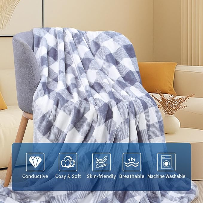Grounding Blanket, Grounding Throw Blanket for Improved Sleep, Pain Relief, Energy, Inflammation, Earth Connected Blanket, Super Cozy Milk Fleece Fabric, 60x80 Inch