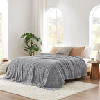 Cozy Bliss Ultra Soft Waffle Blanket - Lightweight Cozy Blankets Gift for Women,Cute Checkered Throws Blanket for Bed, Couch and Sofa,Grey,66x90 Inches