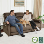 MCombo Wall Hugger Recliner Sofa with Drop Down Table, Power Reclining Sofa with Adjustable Headrest, USB A&C Charge Ports, Reading Lamp, Cup Holders, for Living Room, RVs (Fabric, ST258M3, Coffee)