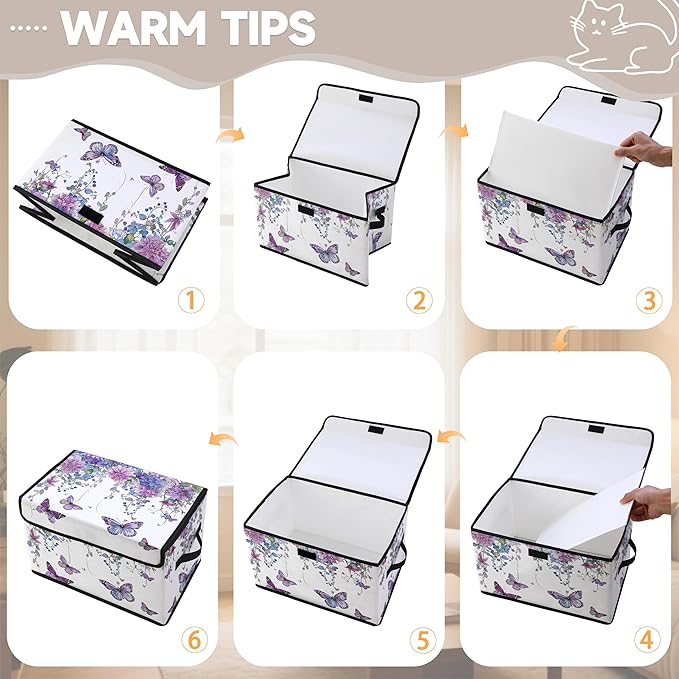 Stackable Clothes Storage Bins with Lids,Closet Organizers Fabric Box for Home and Office,Blanket Clothes Organizers,Under Bed Storage Containers 3 Pack.