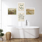 SIGNWIN Framed Poster Bathroom Decor 8"x10"x 4 White, Wall Art Room Decor Multicolor for Living Room, Bedroom, Office Autumn Spring Rustic Flower Landscape Classic Vintage Retro Illustrations