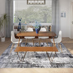 Rugcomf 9x12 Rug Washable Boho Rug Soft Large Area Rug Non-Slip Non-Shedding Faux Wool Vintage Rug for Living Room, Farmhouse, Dining Room, Indoor, Kids Playroom, Grey and Black