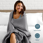 Bare Home Polar Fleece Blanket - King - Grey - Warm & Cozy - Premium Fleece - Throw for Bed, Sofa, Camping, Travel and Cold Nights - Lightweight Blanket (King, Grey)