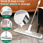 18" Professional Microfiber Mop Floor Cleaning System, Flat Mops with Stainless Steel Handle, 4 Reusable Washable Mop Pads, Wet and Dust Mopping for Hardwood, Vinyl, Laminate (White&Grey)