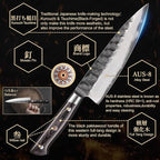 8 Inch Chef Knife, Japanese Chefs Knife Black Forged Kitchen Knife with AUS-8 Alloy Steel and Full Tang Pakkawood Handle, Christmas Gift with Premium Box