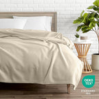 Bare Home Polar Fleece Blanket - Throw - Oyster - Warm & Cozy - Premium Fleece Blanket for Bed, Sofa, Camping, Travel and Cold Nights - Lightweight (Throw, Oyster)