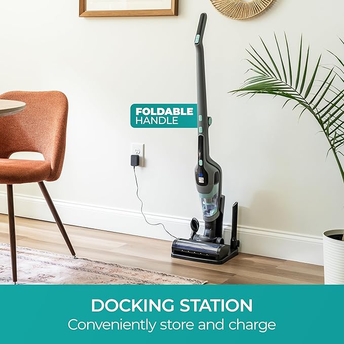 Kenmore 200 Series DS2010 Cordless Stick Vacuum Lightweight Cleaner 2-Speed Power Suction LED Headlight 2-in-1 Handheld for Hardwood Floor, Carpet & Pet Hair