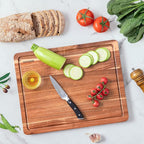 Cutting Boards, 16.5x13 Large Acacia Wooden Cutting Boards for Kitchen, Edge Grain Reversible Wood Chopping Board with Juice Groove and Handles, Pre-Oiled Carving Tray for Meat & Cheese