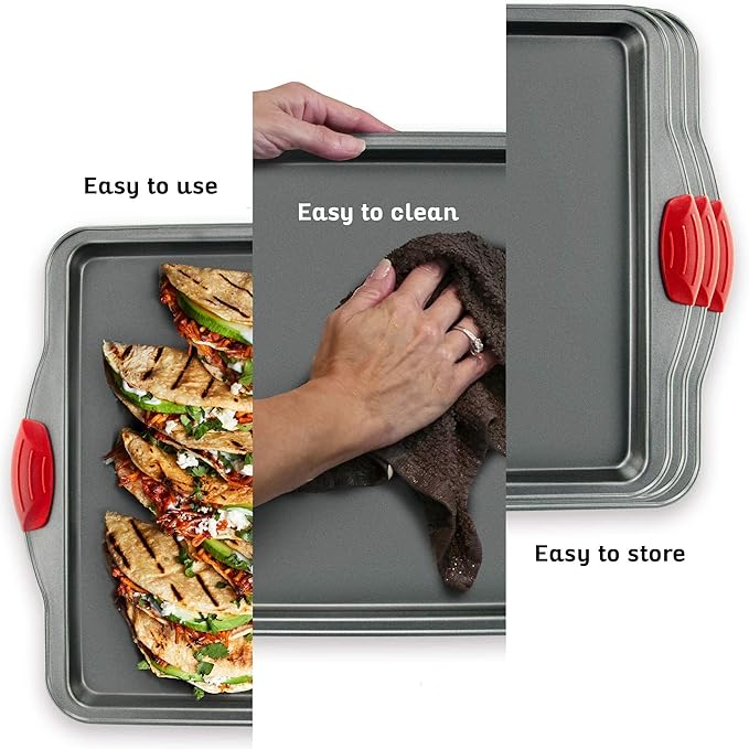 Boxiki Kitchen Non-Stick Baking & Cookie Sheet Pan Non-Toxic 11x14 Inch Rimmed Carbon Steel Baking Sheet. Dent, Warp and Rust Resistant. Heavy Gauge Steel Oven Baking Sheet. 1 Tray.