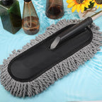 Tanlade 1 Pack Microfiber Car Duster Exterior Scratch Free with Extendable Handle Soft Car Duster Kit for Cleaning Dust Brush Set for Exterior Interior Cleaning Tools (Gray)