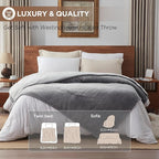 Westinghouse Heated Blanket Queen Size, Soft Flannel to Sherpa Electric Blanket with 10 Heating Levels, 12 Hours Auto Off, Fast Heating Blanket, Machine Washable, 84x90 Inch, Light Grey