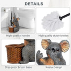 Toilet Brush Holder Set For Bathroom Super Cute Koala Base Solidly Toilet Bowl Brush And Holder Flexible And Durable Style Stylish Toilet Cleaner Brush Saving Storage Space Toilet Brushes For Bathroom