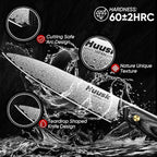 Huusk Damascus Kitchen Utility Knife, Japanes VG10 Small Chef Knife 5 inch with Ergonomic Wooden Handle, Versatile Knife for Vegetable Fruit Meat,Birthday Dad Mom Gift