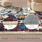 RUGSURE Washable Area Rugs - Perfect for Living Room, Bedroom, Kids Room, Nursery - Stain & Water Resistant Non-Slip, Pet & Child Friendly, Vintage Tribal Area Rugs (Rust and Bule, 2'6'' x 8')