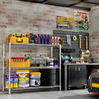 Storage Shelves, 48" L x 20" W x 47" H Heavy Duty Garage Wire Shelving Unit Loads 1200LBS, 3-Tier Adjustable Metal Industrial Utility Shelf Rack for Kitchen, Laundry Room, Basement