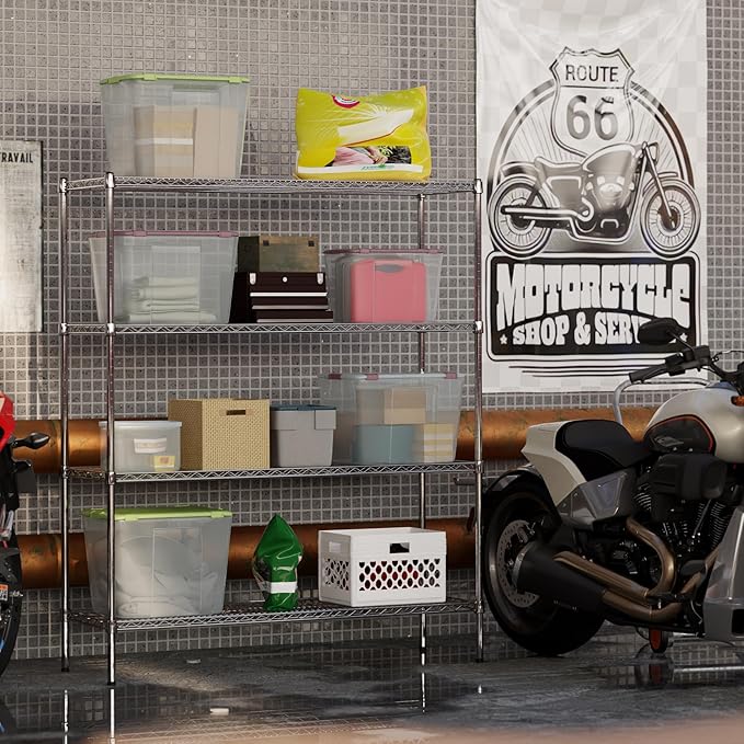 18" Deep x 54" Wide x 64" Height Wire Shelving Kit | 4-Tier | NSF Commercial Storage Rack Unit