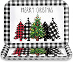3Pcs Christmas Serving Trays Black and White Plaid Xmas Tree Platter Rustic Serving Dishes for Holiday Party Sharing Snacks Fruit Dessert Candy