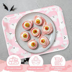 3Pcs Halloween Serving Trays Pink Ghost Platter Cute Ghost Reusable Serving Dishes for Birthday Baby Shower Party Sharing Snacks Fruit Dessert, 13 x 10 Inch