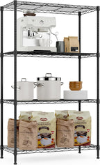 1000 lbs Storage Shelving Steel Heavy Duty 4-Tier Utility Shelving Unit Steel Organizer Wire Rack for Home,Kitchen,Office (13.7" D x 29.5" W x 47.2" H)