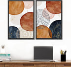 SIGNFORD Framed Wall Art Print Set Vintage Mid-Century Spiral Watercolor Dot Abstract Shapes Illustrations Modern Minimalist Multicolor for Living Room, Bedroom, Office - 24"x36"x2 Black