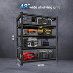 Adjustable Garage Storage Shelves, 48''W Garage Shelving Heavy Duty Loads 2500LBS, Metal Industrial Utility Shelf for Warehouse, Kitchen, Laundry Room,48" W x 18" D x 78" H,Black