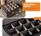 storageLAB Wine Glass Storage Containers, Hard Shell Organizer for Stemware and Glassware Sets, Stackable Wine Glass Storage Box with Dividers for Kitchen and Moving Supplies - 1 Pack, Gray