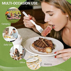 100% Compostable Froks - 100Pcs Heavy Duty Forks Disposable Utensils, BPA-Free, Heat Resistant, CPLA Disposable Forks, BPI Certified CPLA Disposable Cutlery for Party, Office & Picnic