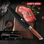 TIVOLI Chef Knife, 8 Inch Professional Cooking Knife, High Carbon Steel Ultra Sharp Deep Cutting Knife with Full Tang Ergonomic Wood Handle, Gift for Men Women Christmas