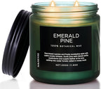 M&SENSE Pine Scented Candles Natural Soy Wax Clean Non Toxic 11.6oz 70 Hours Large Long Lasting Christmas Winter Scented 2 Wicks Candle Gift for Holiday & Family Friends Teachers