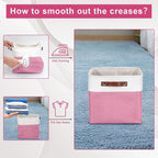 Collapsible Fabric Storage Cubes 11x11 Cube Storage Bins, 4 Pack Closet Baskets Box with Handles for Organizing, Shelf, Toys, Clothes, Home, Office, Nursery (Pink&White)