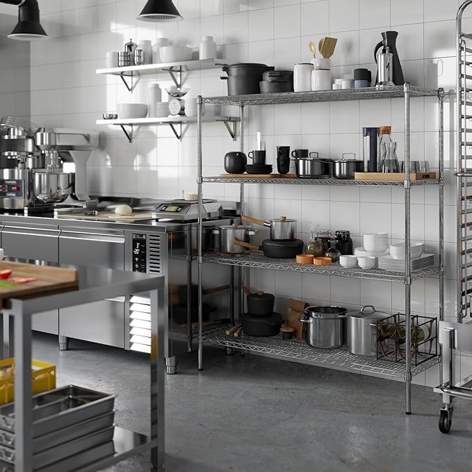 18" Deep x 54" Wide x 64" Height Wire Shelving Kit | 4-Tier | NSF Commercial Storage Rack Unit
