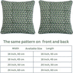 Ridhi Basil Green Block Print Cotton Canvas Throw Pillow Covers for Decorative Couch Pillows for Living Room, Chic Boho Cute Outdoor Valentine Pillows Covers Gifts 16x16 Inches