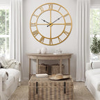 Large Wall Clock for Living Room Decor – 32 Inch Silent Non-Ticking Modern Farmhouse Wall Clock, Oversized Decorative Metal Roman Numeral Clock