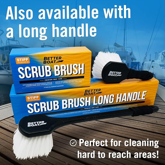 Stiff Hand Scrub Brush, Short Handle Heavy Duty Tire and Wheel Cleaning Tool, Outdoor Boat Scrubber with Handle, Carpet Cleaner, All-Purpose Cleaning Brush