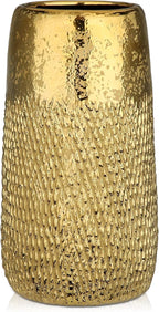 10.2" Ceramic Flower Vintage Vase - Gold Textured Metal Ceramic Vase for Farmhouse Modern Home Decor Pampas Grass Centerpieces Living Room Bedroom Office Decoration