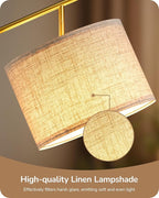 EDISHINE 64.7" Modern Minimalist Floor Lamps for Living Room with 3 Color Temperatures Bulb & Adjustable Linen Shade, Foot Pedal Switch, Tall Standing Lamp for Bedroom Office, Gold