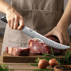 HOSHANHO Carving Kinfe 10 Inch, Forged High Carbon Powder Steel Butcher Breaking Knife, Razor Sharp Curved Brisket Slicing Kinfe for BBQ & Meat Cutting
