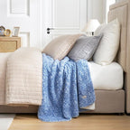 Cozy Bliss Luxury Sherpa Throw Blanket for Couch, Premium Reversible Plush Thick Throw, Warm Cozy Soft Blanket for Home and Gifts (Mottled Navy Blue, 60" x 80")