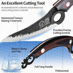 XYJ FULL TANG 6 Inch Boning Knife With Sheath, Stainless Steel Portable Chef Fishing Knife Wood Handle, Meat Cleaver Butcher Knife For Kitchen Camping Outdoor BBQ