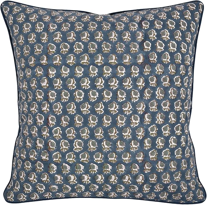 Ridhi Modern Farmhouse Pillow Covers Decorative Cotton Throw Pillow Covers Set of 2 Peacock Blue Cushion Covers for Boho Couch Sofa Bed Living Room Spring Home Decor 18x18