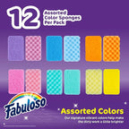 Fabuloso Sponges, Rainbow - Assorted Color Scratch-Free Scrubber for Dishes and Surfaces - Dishwashing Sponge for Bold and Bright Cleaning Experience, 12 Count