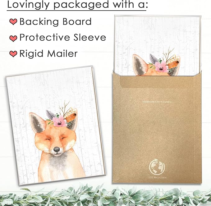 DREAM BIG PRINTABLES Woodland Animals Nursery Wall Art Prints (Set of 6) - Unframed - 8x10s | Farmhouse Boho Art - Great Baby Shower Gift - Unisex for Boys and Girls - Kids Bedroom Decor