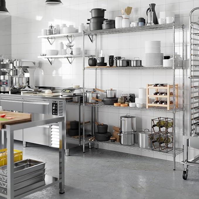 14" Deep x 60" Wide x 74" Height Wire Shelving Kit | 4-Tier | NSF Commercial Storage Rack Unit