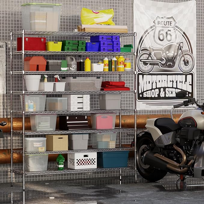 18" Deep x 60" Wide x 74" Height Wire Shelving Kit | 8-Tier | NSF Commercial Storage Rack Unit
