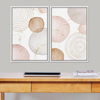 SIGNFORD Framed Wall Art Print Set Pastel Pink Gray Watercolor Circles Abstract Shapes Illustrations Modern Minimalist Relax/Calm Multicolor for Living Room, Bedroom, Office - 16"x24"x2 White