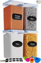 Chef's Path Extra Large Airtight Food Storage Containers with Blue Lid Color, Pack of 6, Kitchen and Pantry Canisters for Flour, Sugar, and Baking Supplies, Includes Measuring Spoons, Labels, and Pen