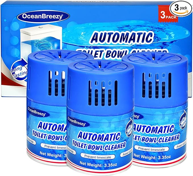 Toilet Bowl Cleaners 3 Bottles | Automatic Long-Lasting Blue Toilet Cleaner Tablets, Septic Safe Toilet Bowl Tablets in Bottles | Larger capacity | Prevent Stain Buil（2800 Flushes Each）
